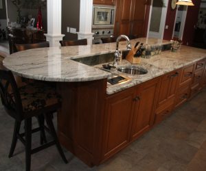 Custom Kitchen Island Design with Seating in Massachusetts