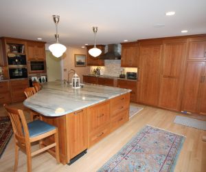 Custom Wood-crafted Kitchen Island With Cabinets and Seating in Mass ...